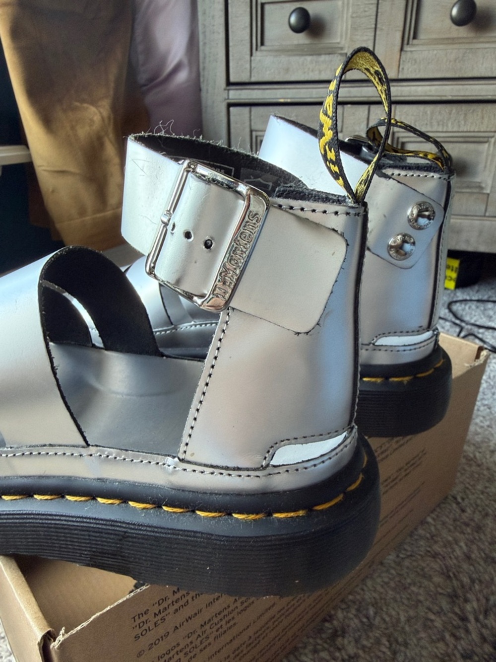 Dr. Martens Clarissa II Silver Platform Sandals - Picture 5 of 8